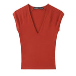 Women's Casual Slim Fit Sleeveless V-Neck T-Shirt ZXZ0