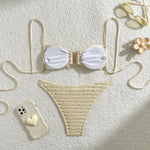 U Neck Wrinkled Crinkled Bikini Women Swimwear Female Swimsuit Two-Pieces Bikini Set High Cut Bather Bathing Suit Swim V5708B