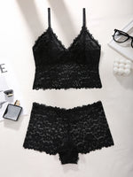 2 Sets Lace Women's Underwear Set Sexy Mesh Unlined Wireless Bra Soft Female Lace Panties Lingerie Set