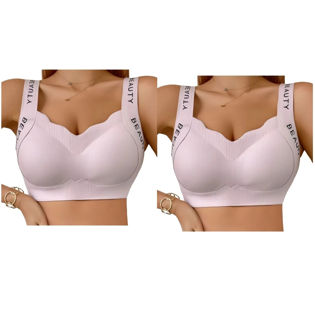 2Pcs/Set Bras Non-wire Push Up V-neck Bra Women Seamless Underwear Padded No Rims Support Brasiere Sexy Lingerie M-3XL