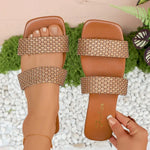 Large Size Women's Summer New Woven Slippers Outdoor Beach Sandals FashionableMaterial Comfortable Slip-On Shoes