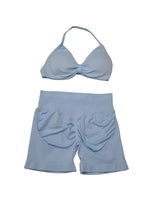 2 Piece DFTLF Impact Gym Set Women Sports Bra Shorts Sets Open Back Scrunch Butt Seamless Workout Jogging Sports Training Set