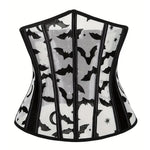 Women Underbust Corset Tops Halloween Bat Print Bustier Shapewear Tie up Cincher Waistband for Dress Streetwear