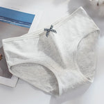 5Pcs Women Underwear Made Of Pure Cotton, Breathable Mid Waist, Pure Color, Thin Breathable Bow Underwear For Girls