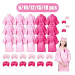 6-15Pcs Spa Party Robes for Girls Supplies Favors Kids Gowns Robe Soft Spa Headband Sleepover Birthday Party