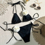 Sexy Flower Bandeau Swimwear Thong Bikini 2026 Women Lace-up Swimsuit Swimming Bathing Suit Brazilian Bikinis Sets Mujer Biquini