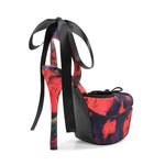 New Design Platform Women High Heeled Sandals for Woman's Square Toe Butterfly-Knot Ankle Riband Thin Heels Shoes Mujer Pumps