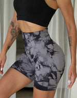 Tie Dye Yoga Shorts Marble Gym Shorts Women Push Up Sports Shorts Women Fitness Tights Breathable High Waist Booty Shorts