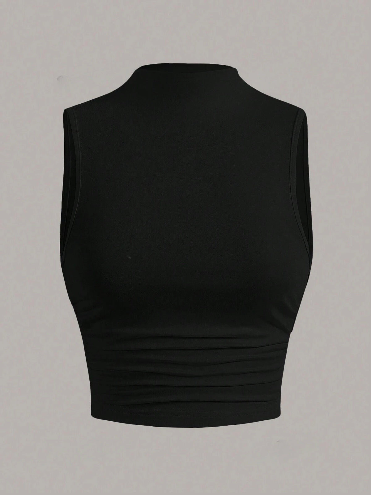 Casual Mock Neck Sleeveless Tank Top for Women Summer Sexy Solid Color Slim Fit Stand Collar Crop Top Streetwear 2024