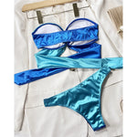 New Sexy Splicing Bandeau Strapless Bikini Women Swimwear Female Swimsuit Two-Pieces Bikini Set Bather Bathing Suit Swim V3859