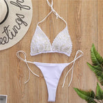 S - XL Halter Luxury Pearl Bikini Female Swimsuit Women Swimwear Two-pieces Bikini set Mini Micro Bather Bathing Suit Swim Lady