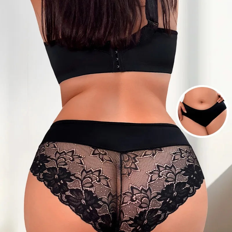 1pcs Plus Size Sexy Women Panties 1XL-4XL Patchwork Floral Female Underpants Lingerie Breathable Comfort Lady Briefs Underwear