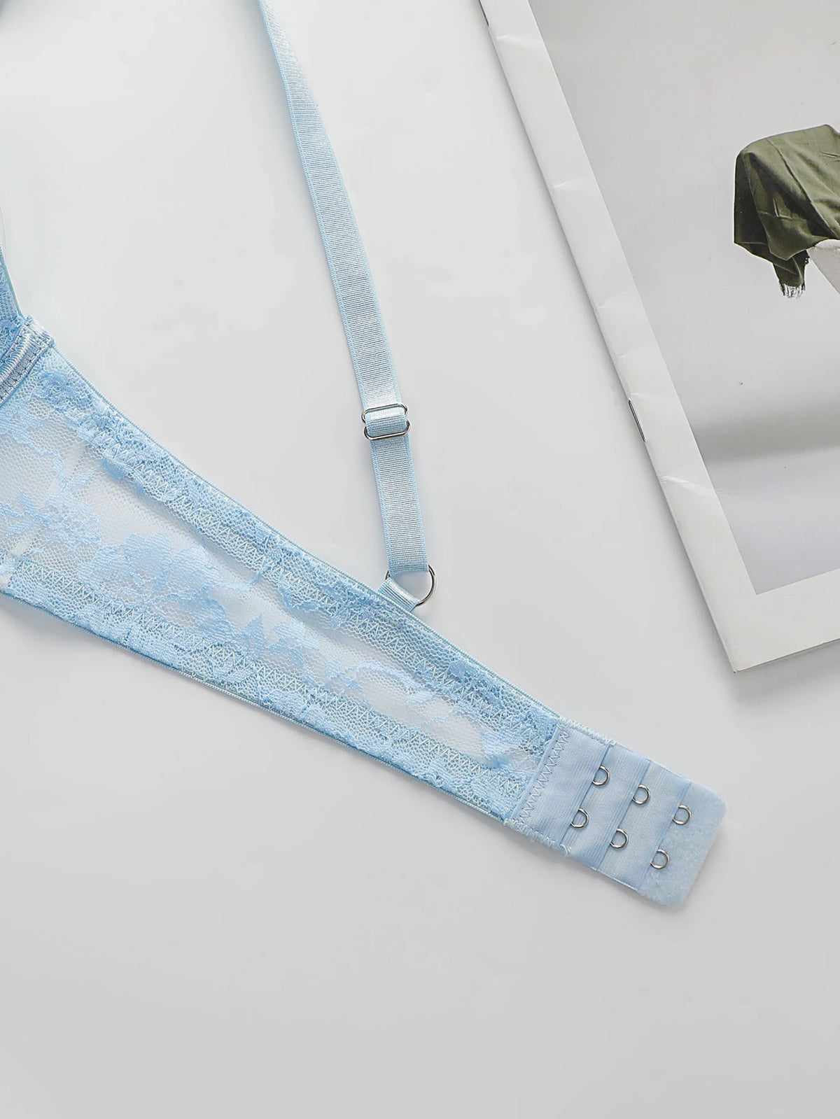 Lace Bralette Push Up Bras for Women blue Lace Underwear Women's steel ring Bra Solid Color Sexy Lingerie Backless Bra MR2635
