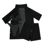 Summer 4 Piece Bikinis Sets Women Black White Mesh Half Sleeve Cover Up with High Waist Panties Swimsuit Bathing Suit Swimwear