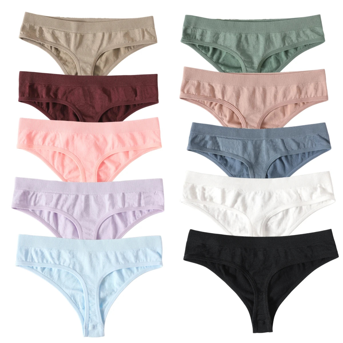 10Pcs/Set Seamless Thongs G-String Women Panties Sexy Underwear Female Underpants Sexy Lingerie Low Waist Sport Bottoms M-XL