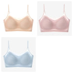 3Pcs/Set Ultra-thin Bras Women Ice Silk Small Chest Underwear Sexy Lingerie Padded Seamless Bra Summer Tube Top