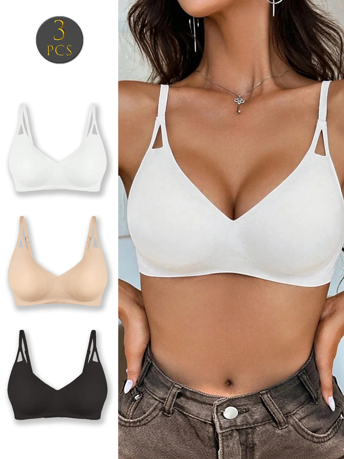 1PCS, Everyday Bra, Wireless Support, Breathable Elastic, Daily Travel