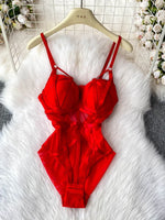 MOYISU Sexy Instagram Viral Bodysuit Women Pure & Sexy Sheer Mesh Halter Push Up Pads Summer Lingerie Euro Style Hot Sale SG