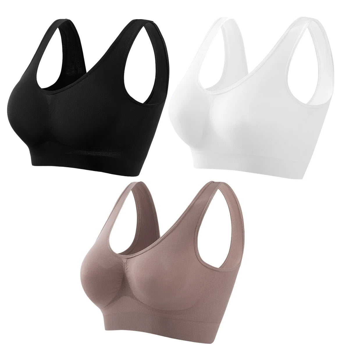 3PCS/Set Seamless Bras For Women Unwired Brassiere No Pads Crop Top Soft Sports Tank Bras Solid Color Female Sexy Lingerie Vest