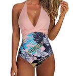 S - XXL Wrinkled Halter V Neck One Piece Swimsuit Women Swimwear Female Monokini Backless Bathing Suit Swim Beachwear Bodysuit