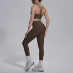 Women's Yoga Set Sports Fitness Running Beautiful Back Slim Fit Bra Hip-lifting High Waist Pants Workout Training Gym Suits