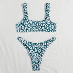 2 Pcs/Set Lady Swimwear Set Leopard Print Quick Dry Women Bathing Suit Slim Fit Wireless Summer Bikini Set For Beach