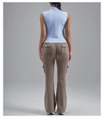 Women Zipper Yoga Shirts Solid Stand Up Collar Elastic Slim Fit Sports Jacket Breathable Sleeveless Sunscreen Workout Clothes