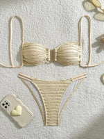 2026 Wrinkled U Ring Bandeau Bikini Women Swimwear Female Swimsuit Two-pieces Bikini Set Bather Pool Bathing Suit Swim Beachwear