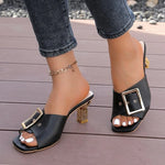 CEYANEAO Women's Mama Shoes Sandals Women 2026 New High Heel Heel Muller Sandals Metal Larger Sizes 43 For Women