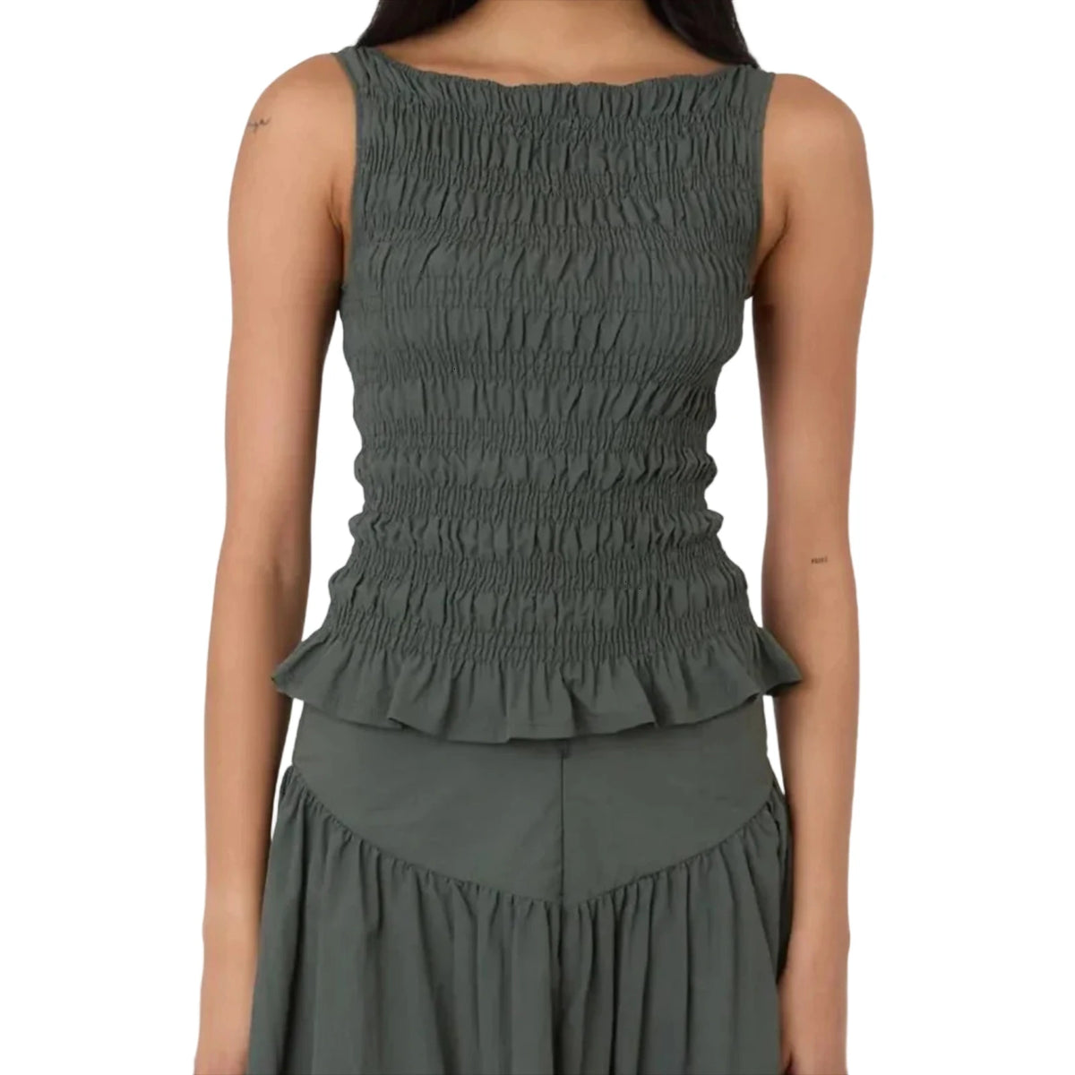 Women Tank Tops Solid Color Ruched Casual Vests Summer Fashion Sleeveless Tops Streetwear