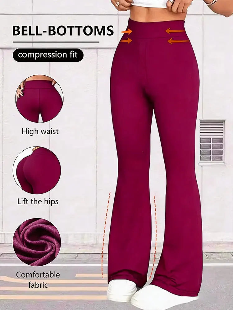 Nude High Waisted Tummy Control Butt Lifting Flare Leggings High Stretch Sports Pants Casual Outdoor Running Yoga Workout Bottom