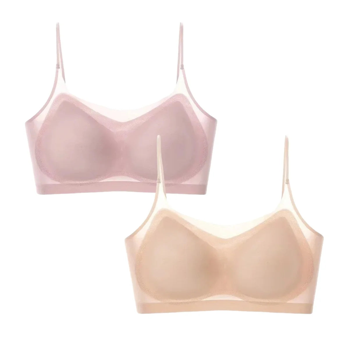 2Pcs/Set Seamless Bras For Women Padded Bra Sexy Lingerie Comfy Solid Color Tube Top Thin Straps U-Back Underwear M-4XL