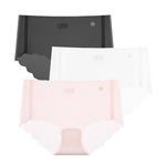 3Pcs/Set Women Ice Silk Briefs Scallop Trim Seamless Panties Ladies Underwear Lightweight Sexy Lingerie Female Underpants M-XL