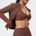 DIAS FIT JOY Nylon Fitness Jacket for Women Quick Drying Tight Zipper Sports Long Sleeved Outerwear for Running Yoga Outerwear