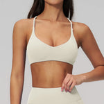 Summer U-Shaped Multi-Strap Cross Back Women Pilates Fitness Sports Bra Top Gym Yoga Athletic Tight Workout Jog With Chest Pad