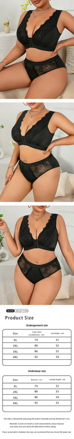 Plus Size Leopard Print Lingerie Set, Ultra-thin Sheer Front Closure Full Bust Support Bra