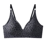 No-Show Seamless Bras For Women Non-wire V-neck Bralette Leopard Print Removable Pads Sports Underwear Sexy Lingerie S-5XL