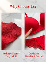 Women Red Lace Lingerie Set Floral Bra and low-rise thong Sheer Sexy Weekend Date Night Underwear J2527