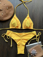 New Solid Color Bikini Set 2026 Women's Swimsuit Hanging Neck Rope Split Swimsuit 2-piece Set Summer Beachwear