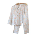 Cartoon Print Pajamas 2 Piece Long Sleeve Trousers Suit Women Soft Cotton Home Wear Summer New Sleepwear Pijamas Loungewear