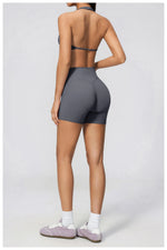 Summer Yoga Sets Women Front Cross Sports Bra Exercise Suits Outwear Lifting Buttocks Abdominal Compression Shorts Fitness Set