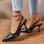 Punk Style Belt Buckle High Heels Sandals Women 2025 Sexy Pointed Toe Stiletto Heel Sheos Woman Back Strap Mules Sandles Female