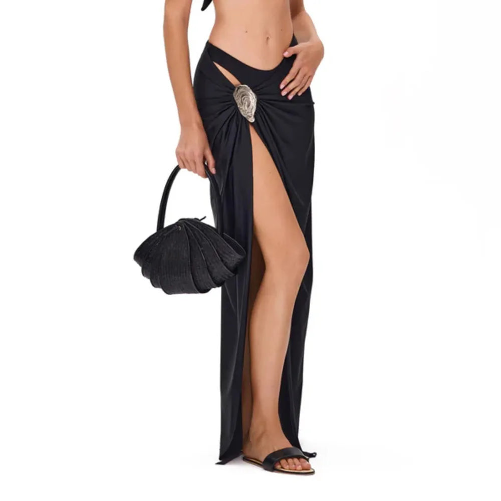 2025 New Sexy Tube Top Bikini set and Skirt Swimwear Women Metal Decoration Bodysuit Lace-up Bathing Suit Beachwear Biquini