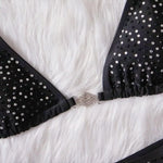 6 Colors Sexy Bikini Women Hollow Rhinestones Chain Halter Swimwear Swimsuit Bikinis Set Bathing Suit Beach Bikini Luxe Female