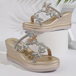 Fashion Rhinestone Butterfly Wedges Slippers Women Plus Size 43 Summer Chunky Platform Sandals Woman Thick Sole Crystal Sandals