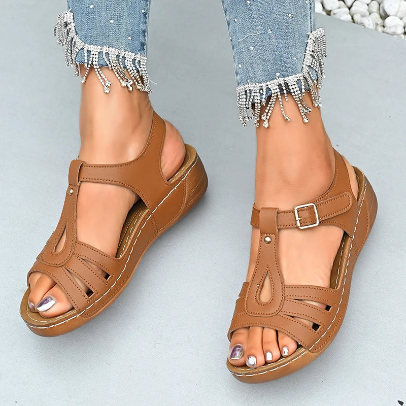 2025 Summer Women Wedge Sandals Lightweight Ankle Buckle Platform Gladiator Sandals Woman Peep Toe Non Slip Beach Sandles 36-43