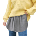 2pc Womens Elastic Waist Layering Underskirt Curved Hem Mini Skirt With Extended Back Casual Versatile Base Layer Top For Shirt