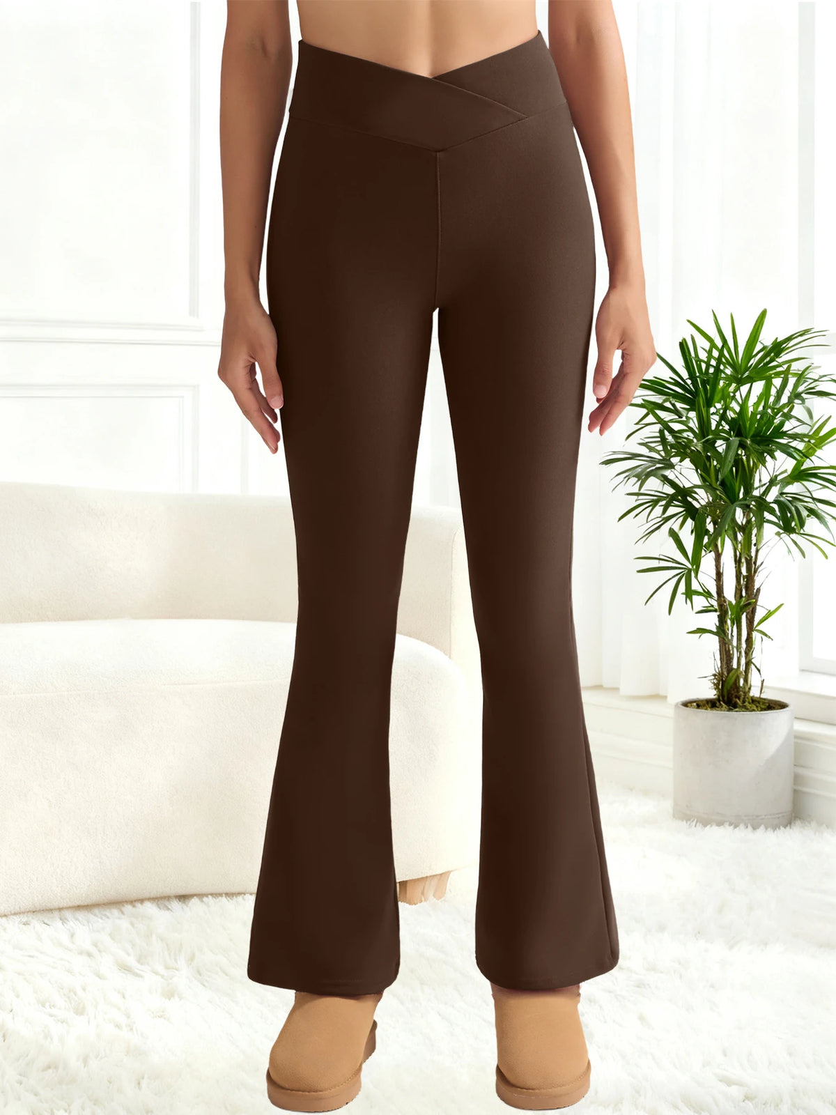 Fleece Women Leggings Thick Flared Pants High-Waisted Thermal Tights Tummy Control Winter Warm Legging Casual Wear