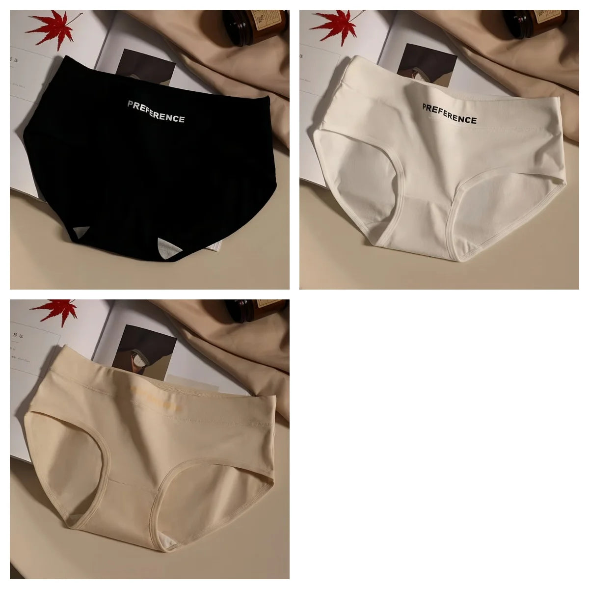 3Pcs/Set Women Soft Cotton Panties Mid Waist Briefs in Warm Tan Minimalist Intimates Breathable Stretch Underwear Size M-2XL