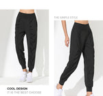 Hearuisavy Yoga Pants Loose Slim Quick-Dry Yoga Pants Pleated Hem Bound Running Fitness Capris Pockets Jogging Pants Woman